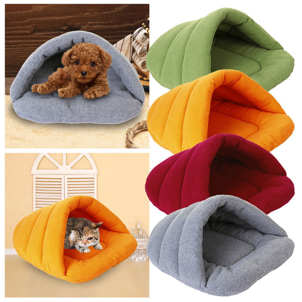 Newest Home decor 4 Colors Pet Dog Cat Cave winter Warm Bed House Sleeping Bag Plush Mat pets supply high quality free shipping
